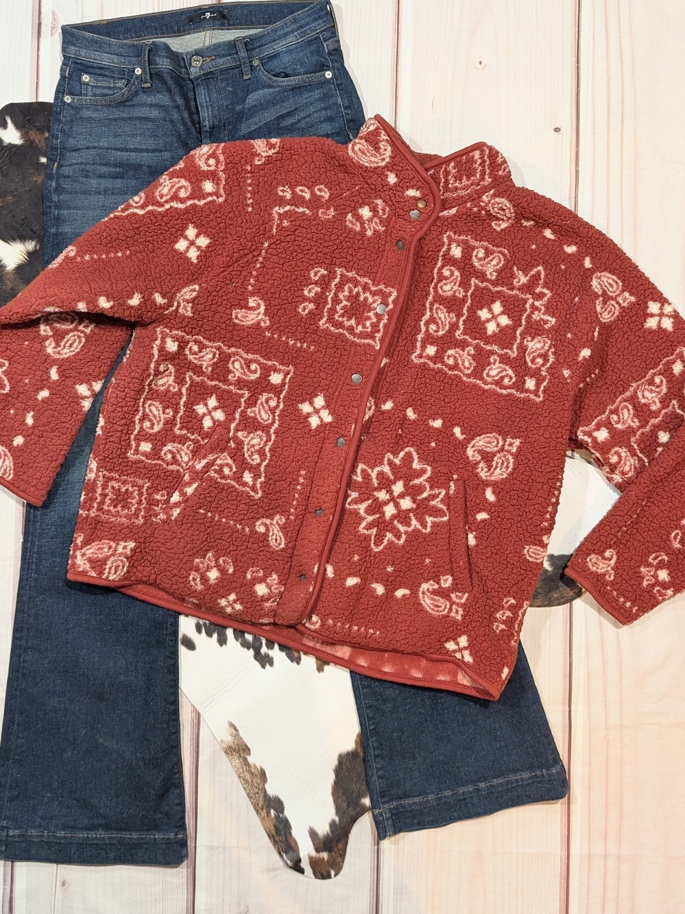 Wrangler Women's Bandana Print Sherpa Jacket